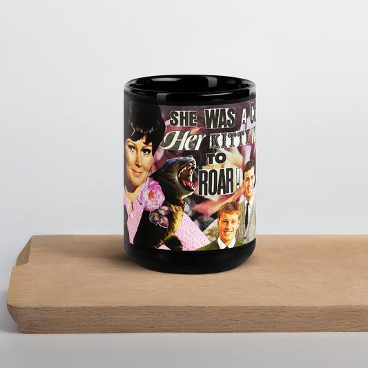 Brutally Honest "She Was a Cougar & Her Kitty Was Ready to Roar" Black Glossy Mug