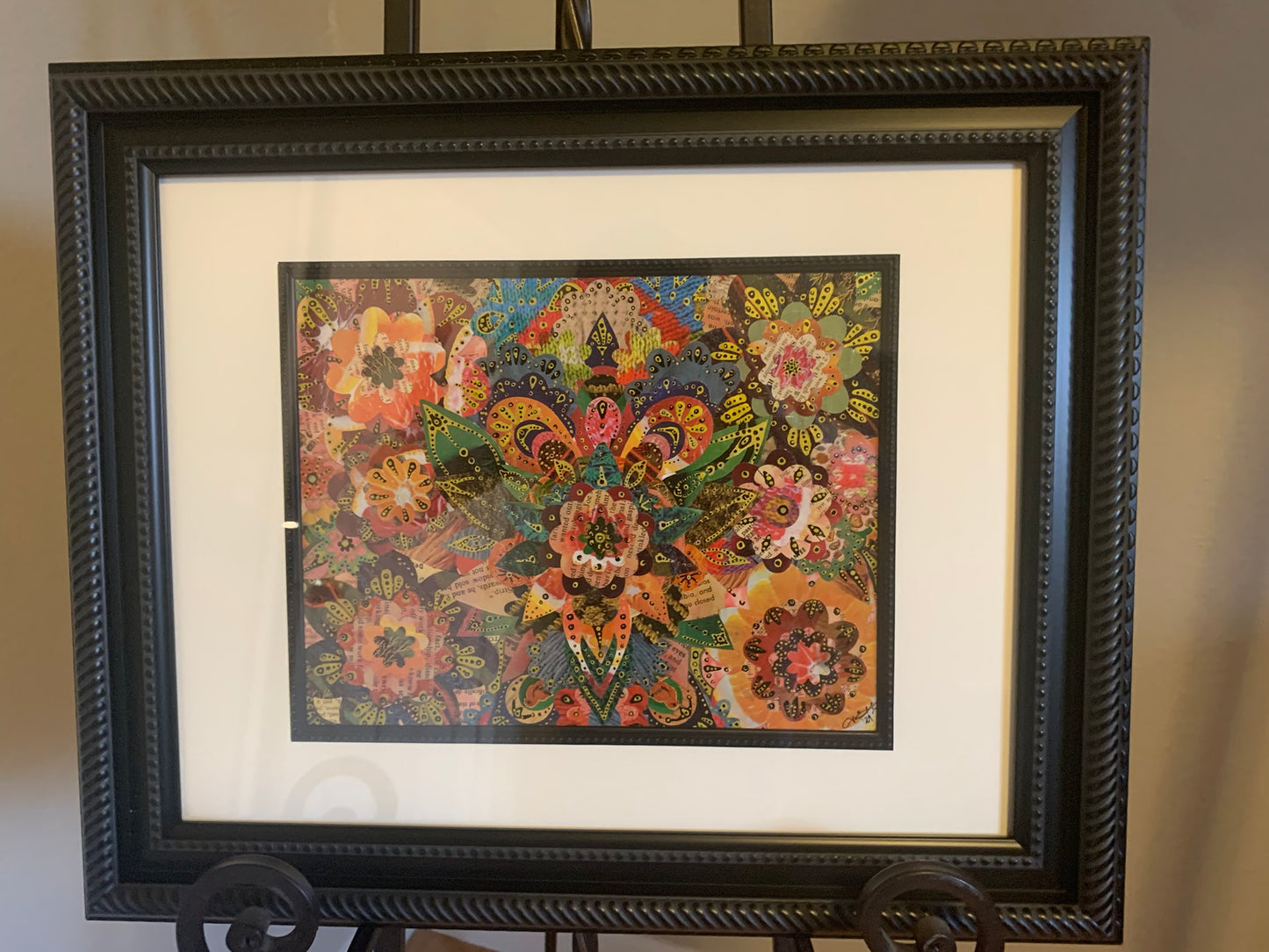 Colorful Abstract Flower Boho Mixed Media Original Artwork Print