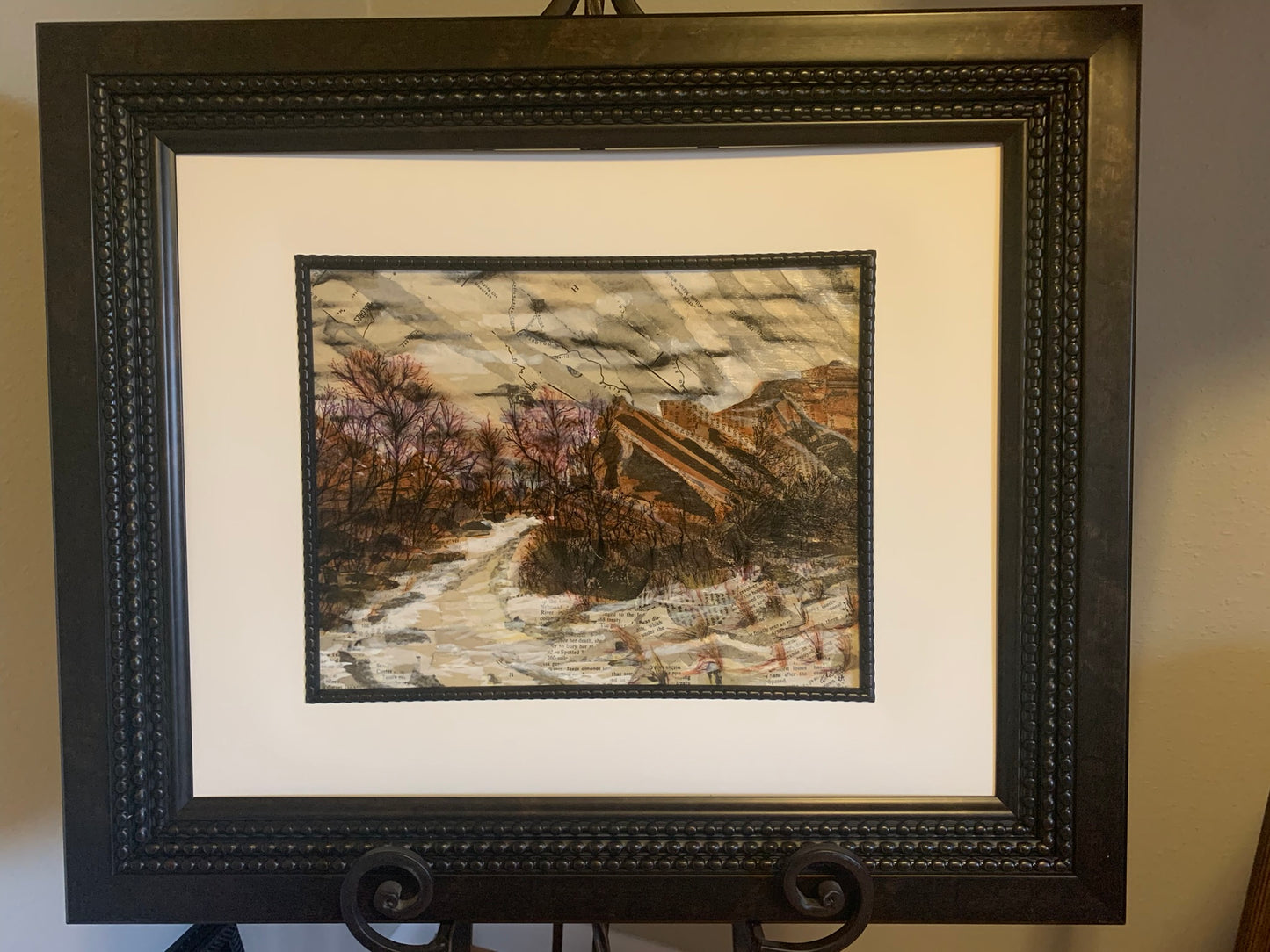 Red Rocks Hiking Mixed Media Collage Original Giclée Print