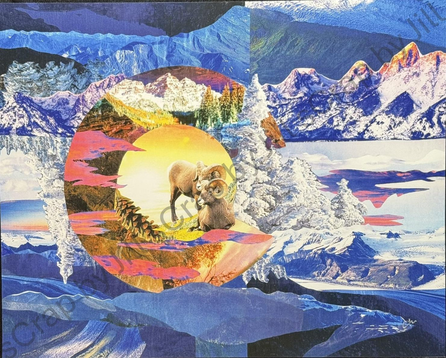 Colorado Flag Collage Original Art Design Giclée Print