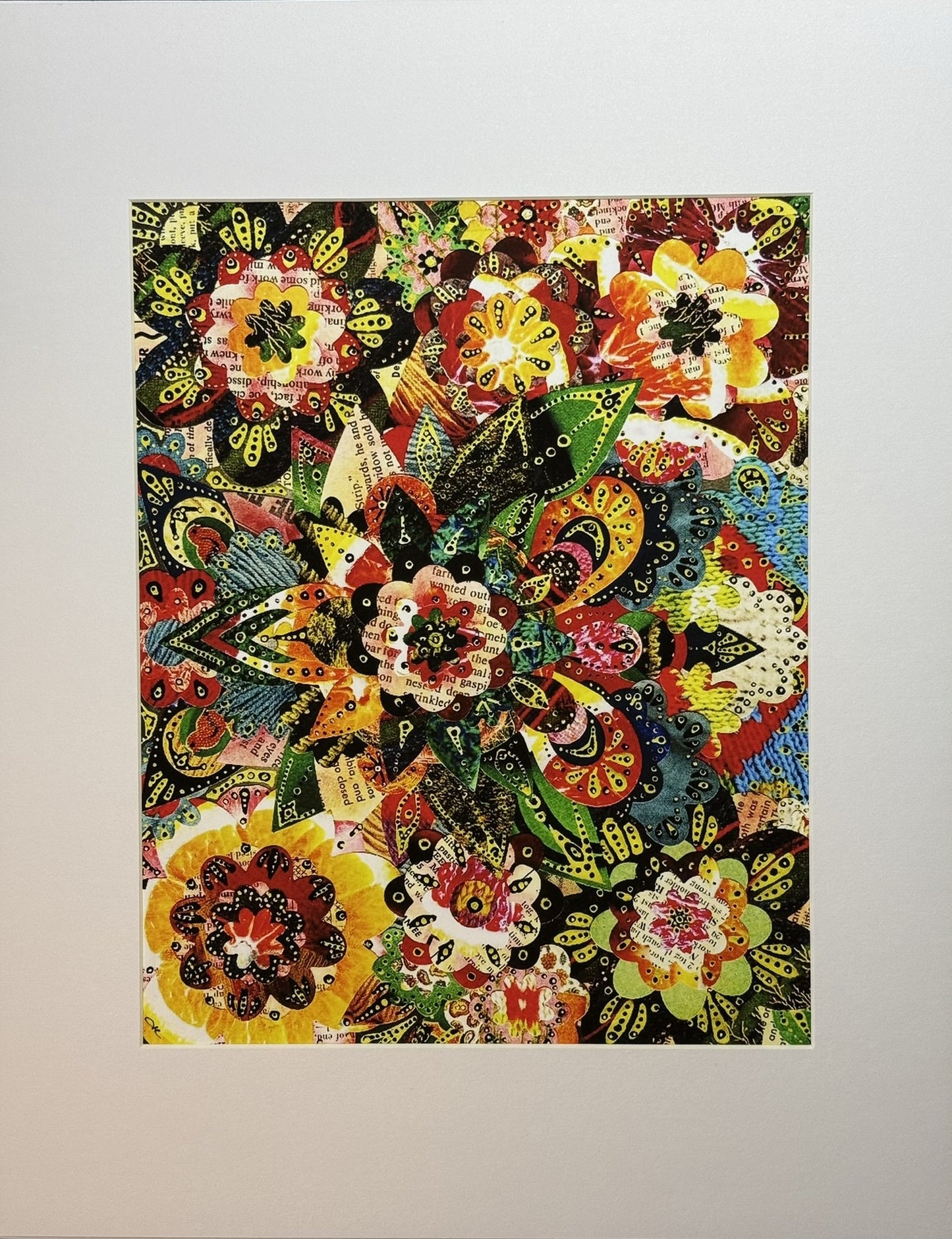 "Psychedelic Flora" Colorful Abstract Flower Boho Mixed Media Original Artwork Giclee Print