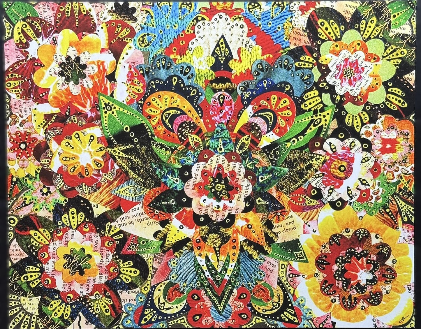 "Psychedelic Flora" Colorful Abstract Flower Boho Mixed Media Original Artwork Giclee Print