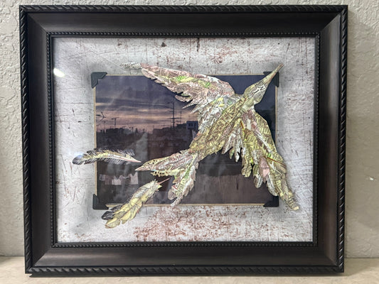 Map Bird | Original Mixed Media Collage Hand-Inked Maps on Paper