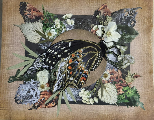 Hidden Butterfly Garden | Original Mixed Media Collage
