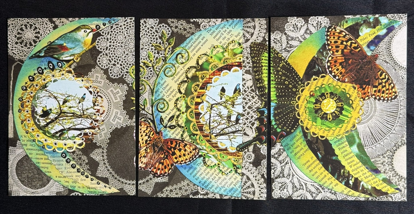 MOON PHASES *7 PIECE* Celestial Wall Art Mixed Media Collage Original Artwork Print