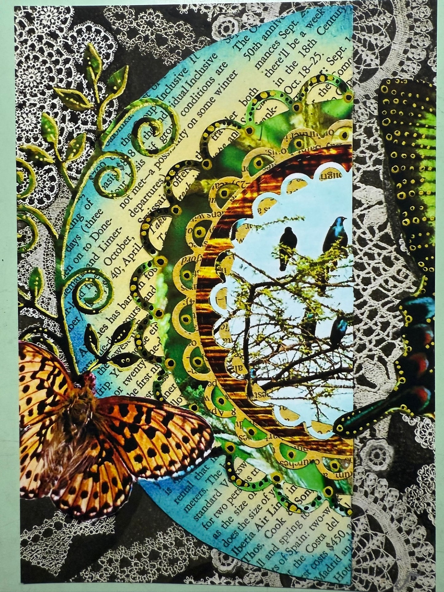 MOON PHASES *7 PIECE* Celestial Wall Art Mixed Media Collage Original Artwork Print
