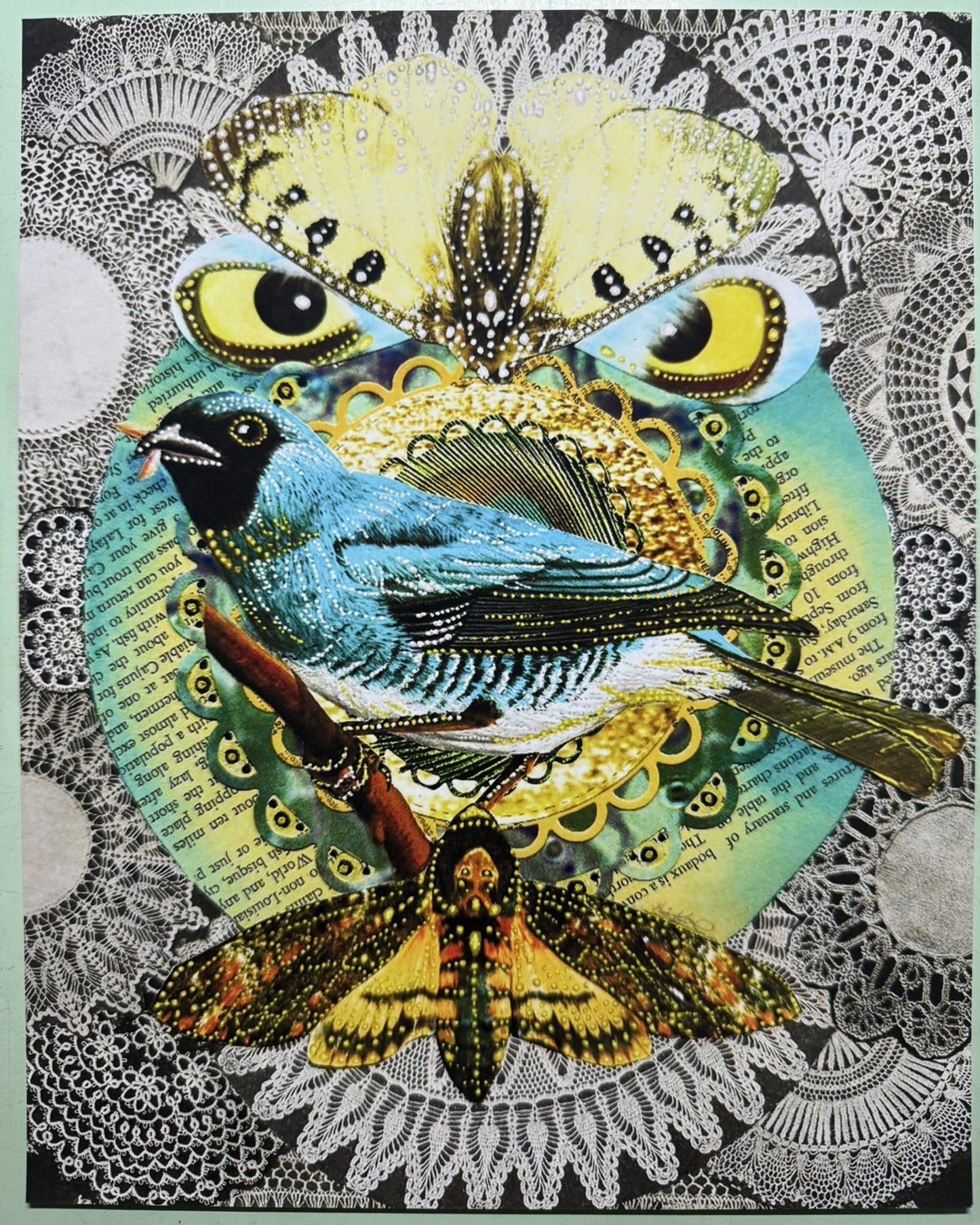 MOON PHASES *7 PIECE* Celestial Wall Art Mixed Media Collage Original Artwork Print