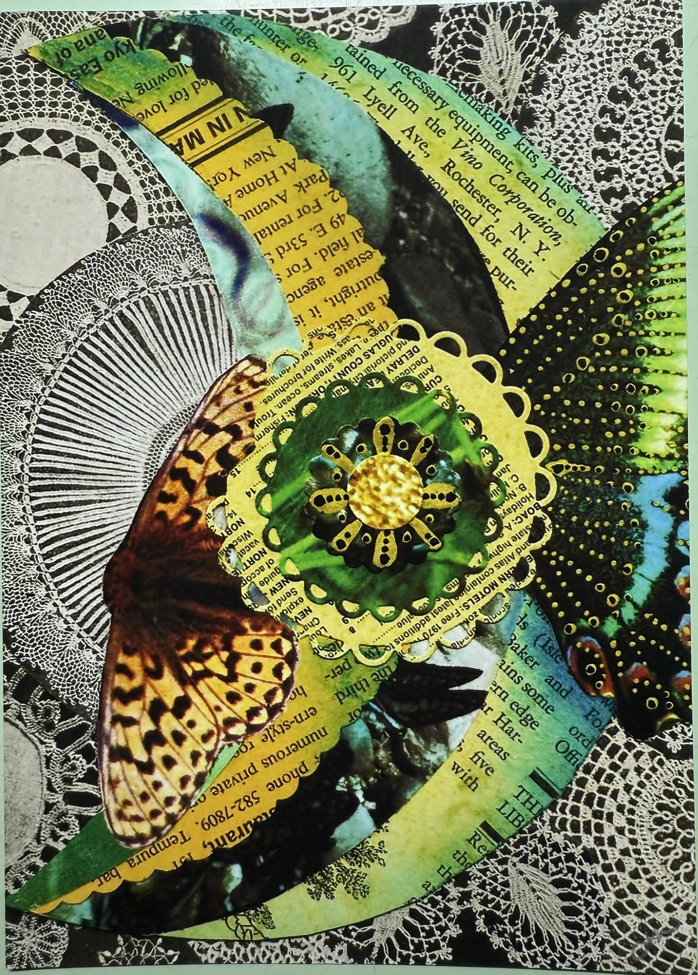 MOON PHASES *7 PIECE* Celestial Wall Art Mixed Media Collage Original Artwork Print