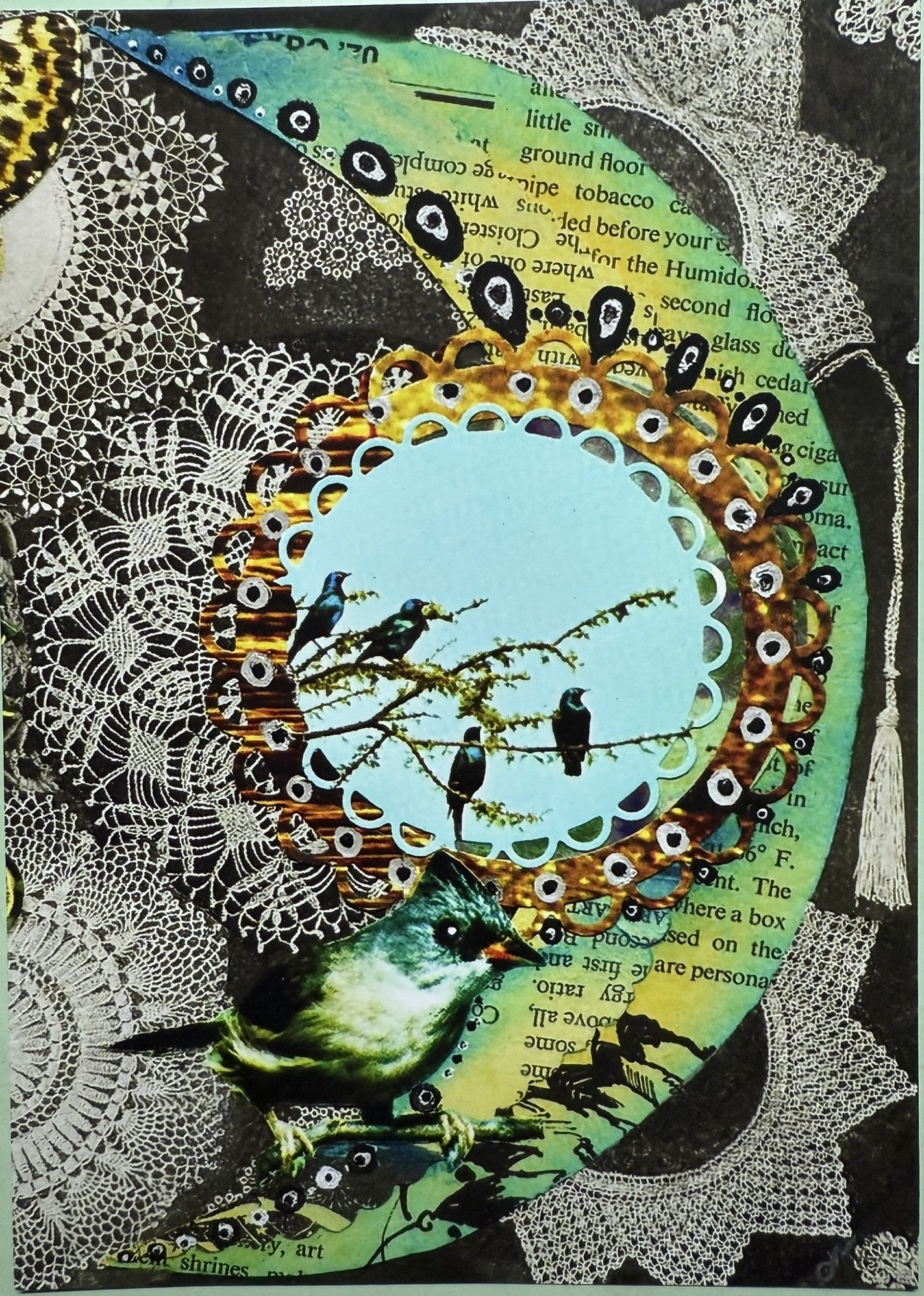 MOON PHASES *7 PIECE* Celestial Wall Art Mixed Media Collage Original Artwork Print