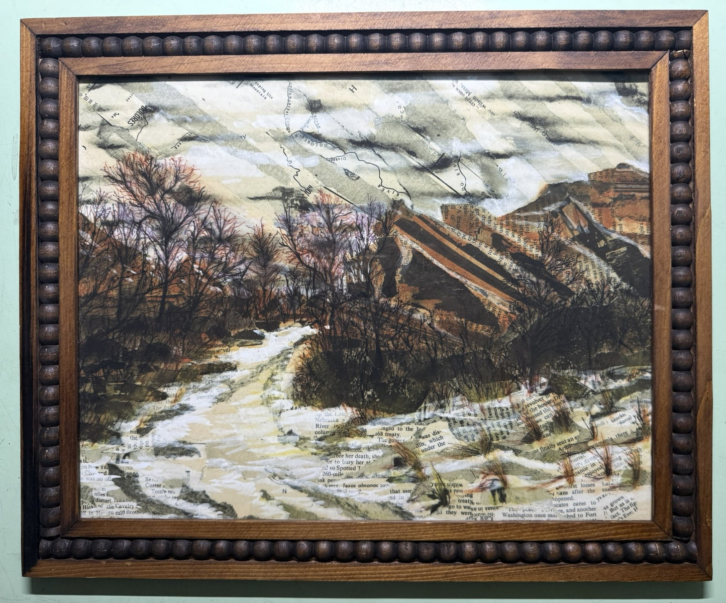 Red Rocks Hiking Mixed Media Collage Original Giclée Print