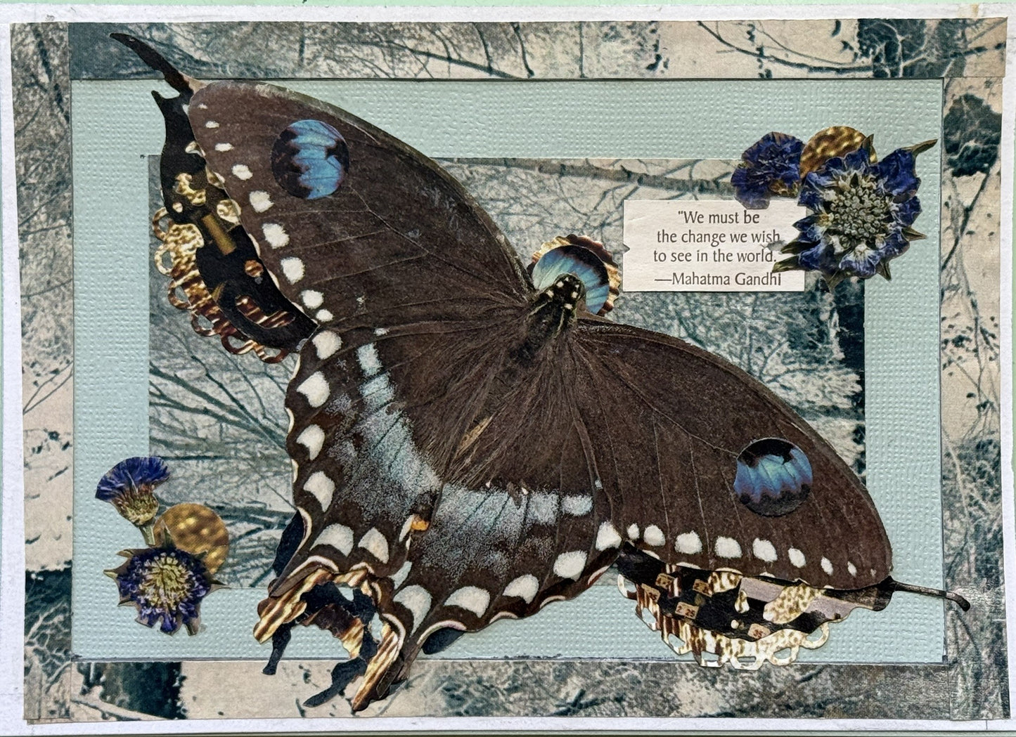 Winter Butterfly | Original Mixed Media Collage